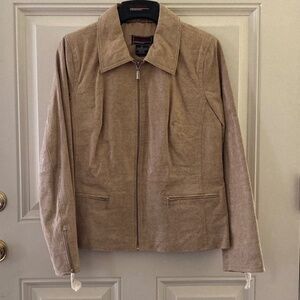 Bradley Bayou Snake Print Zip Front Leather Jacket/Pockets/Sand/Size M/NWT!!!